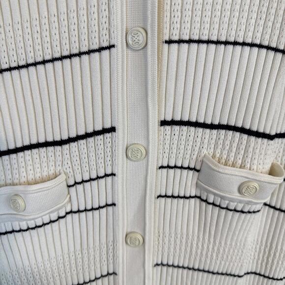 Sandro Striped Knit Maxi Dress w/ Ruffle Hem & Wrists Snap Buttons (Sz:44/ $490) - Picture 6 of 15